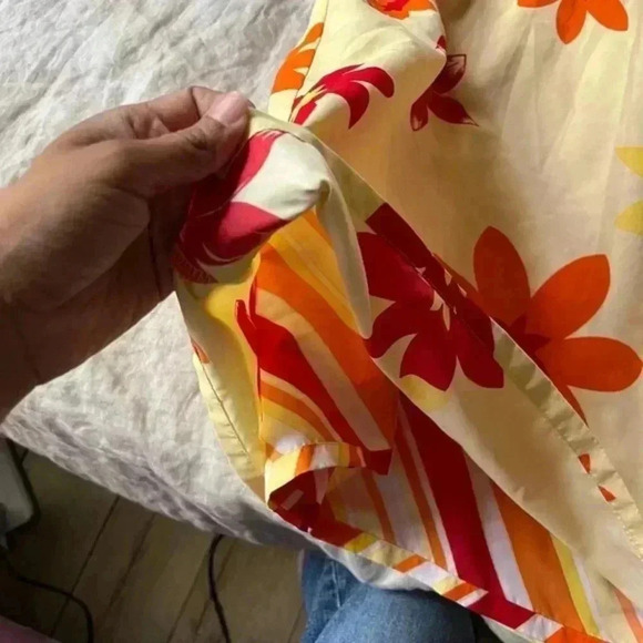 Reversible halter dress y2k striped floral vintage Hawaiian striped mini - Picture 7 of 7